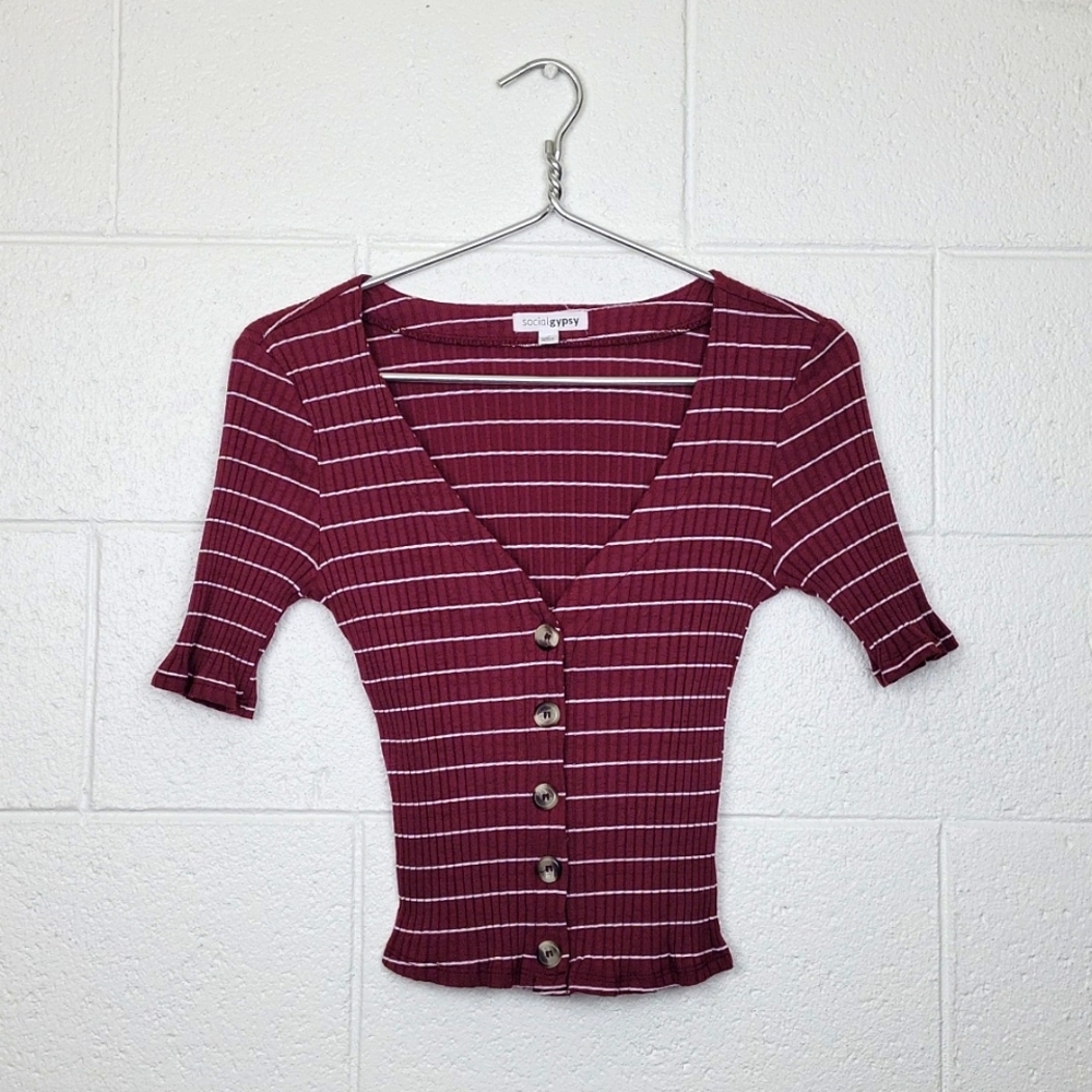 Button-Up Cable Knit Top